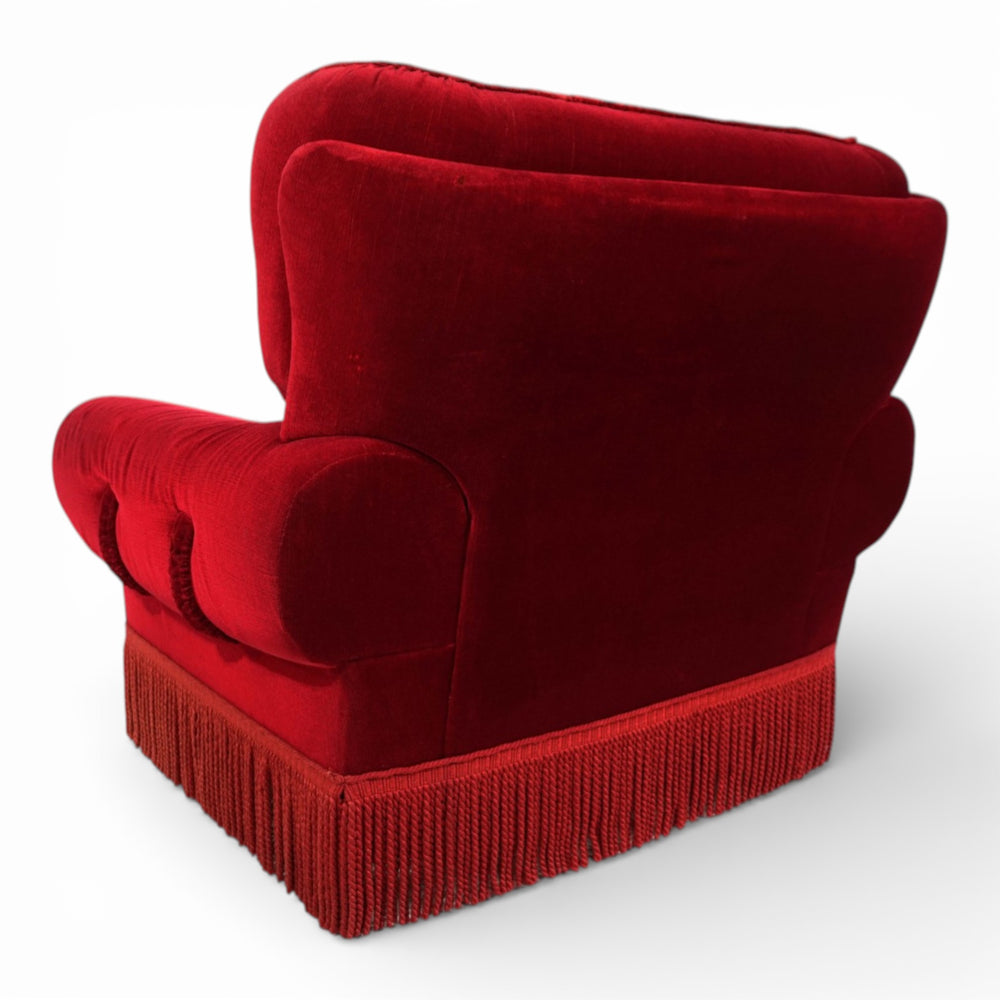 Hollywood Regency Roter Loungesessel im Art Deco Stil, 1940