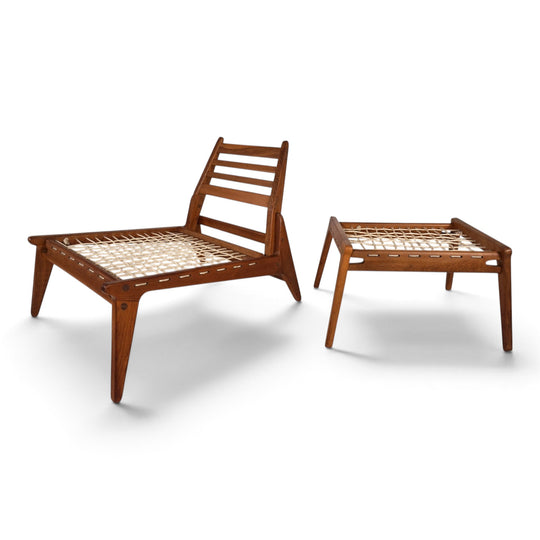 Hunting Chair mit Ottoman Loungesessel von Heinz Heger für PGH Annaberg, 1960