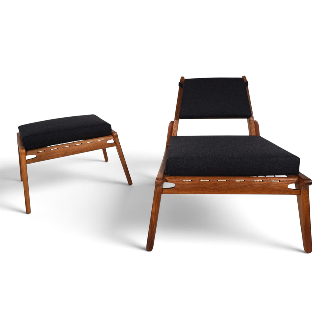 Hunting Chair mit Ottoman Loungesessel von Heinz Heger für PGH Annaberg, 1960