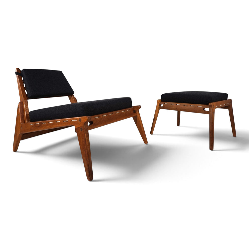 Hunting Chair mit Ottoman Loungesessel von Heinz Heger für PGH Annaberg, 1960
