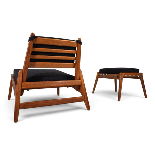 Hunting Chair mit Ottoman Loungesessel von Heinz Heger für PGH Annaberg, 1960