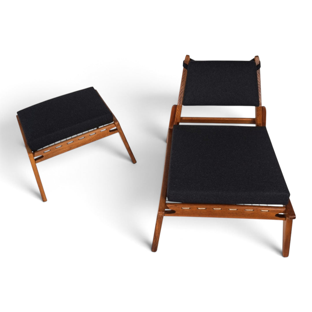 Hunting Chair mit Ottoman Loungesessel von Heinz Heger für PGH Annaberg, 1960