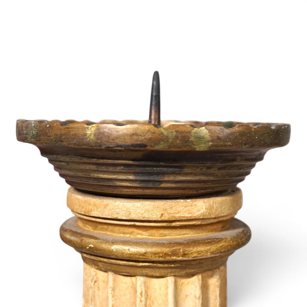 Antique Sculptural Wooden Church Candlestick, 1860