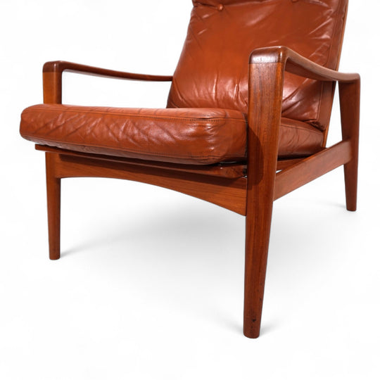 Komfort Teak Leder Loungesessel von Arne Wahl Iversen, 1960
