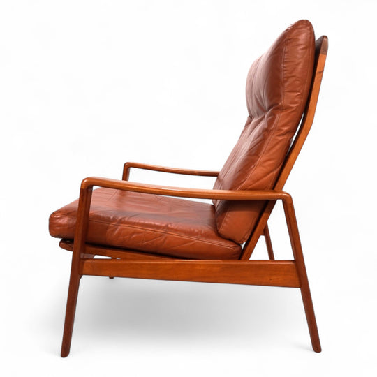 Komfort Teak Leder Loungesessel von Arne Wahl Iversen, 1960