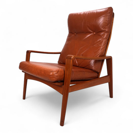 Komfort Teak Leder Loungesessel von Arne Wahl Iversen, 1960