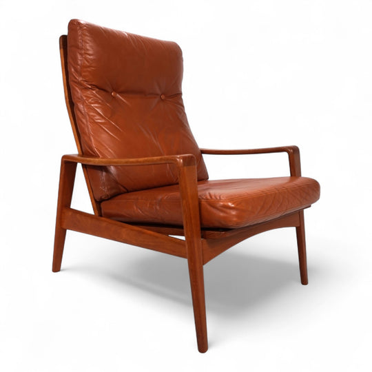 Komfort Teak Leder Loungesessel von Arne Wahl Iversen, 1960