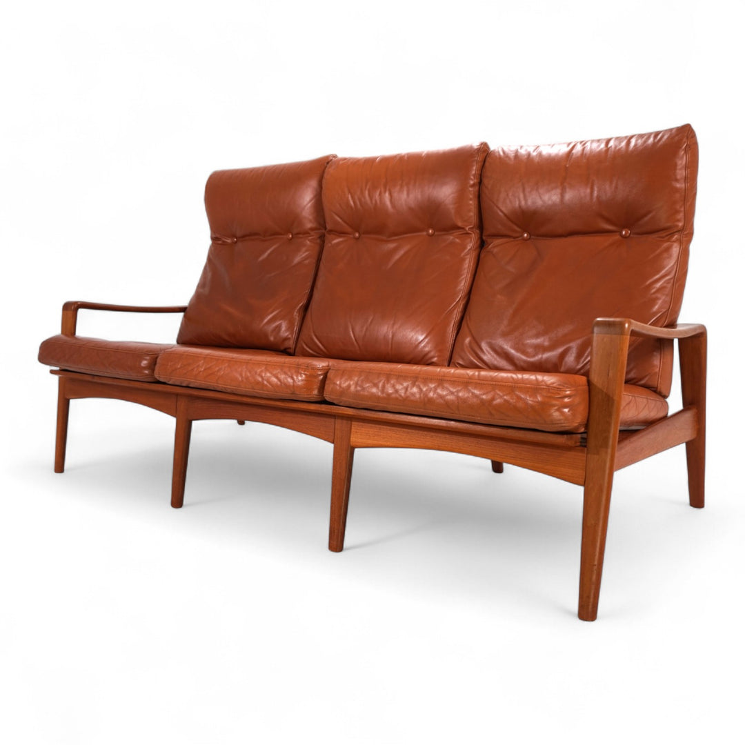 Komfort Dreisitzer Ledersofa von Arne Wahl Iversen, 1960
