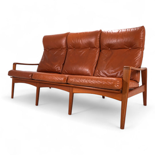Komfort Dreisitzer Ledersofa von Arne Wahl Iversen, 1960