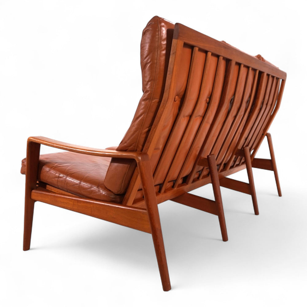Komfort Dreisitzer Ledersofa von Arne Wahl Iversen, 1960