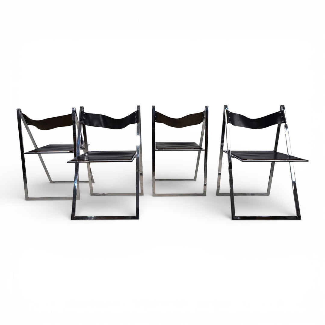 Lübke 4er Set Esszimmerstühle klappbar von Fantoni&Geraci, 1969