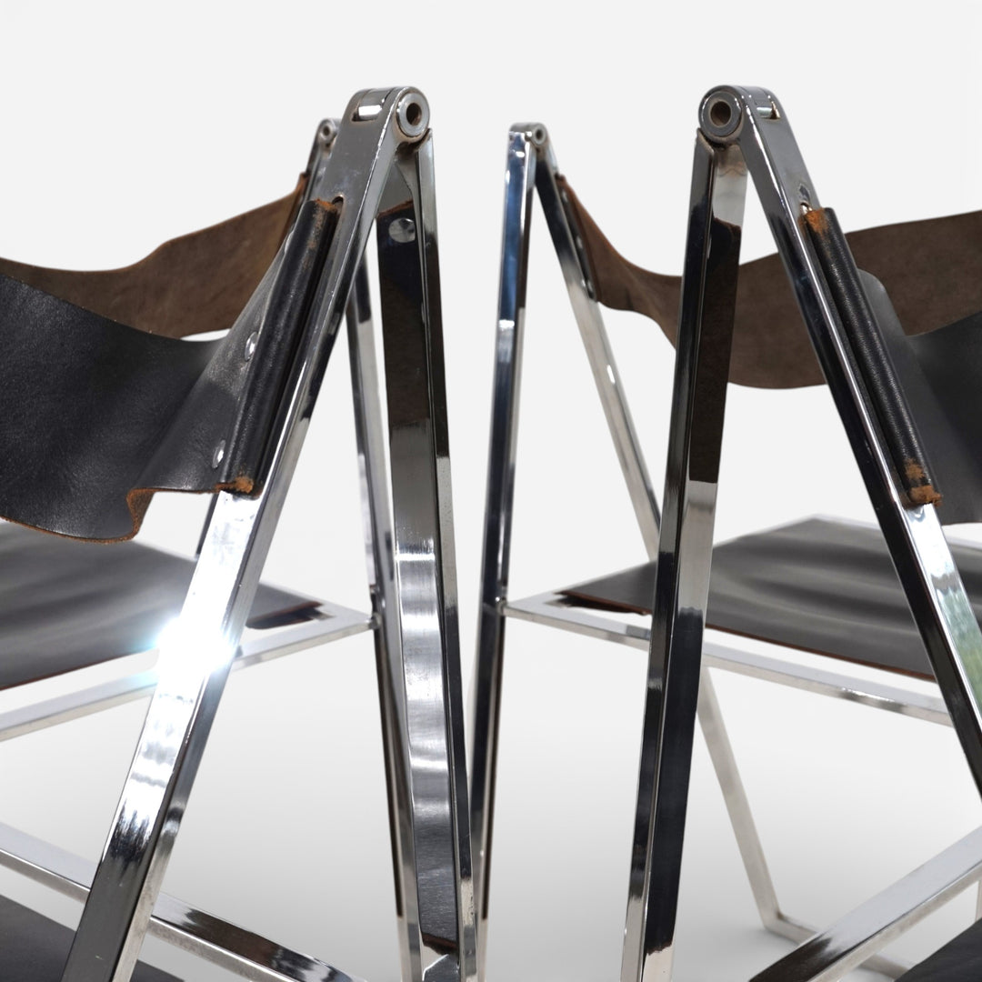 Lübke 4er Set Esszimmerstühle klappbar von Fantoni&Geraci, 1969