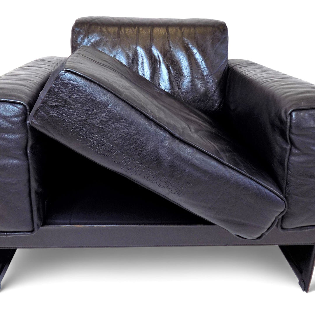 Matteo Grassi Korium KM 3/1 2er Set Leder Clubsessel von Tito Agnoli, 1980