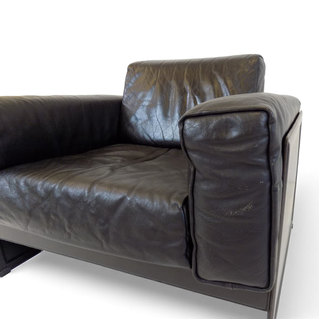 Matteo Grassi Korium KM 3/1 2er Set Leder Clubsessel von Tito Agnoli, 1980