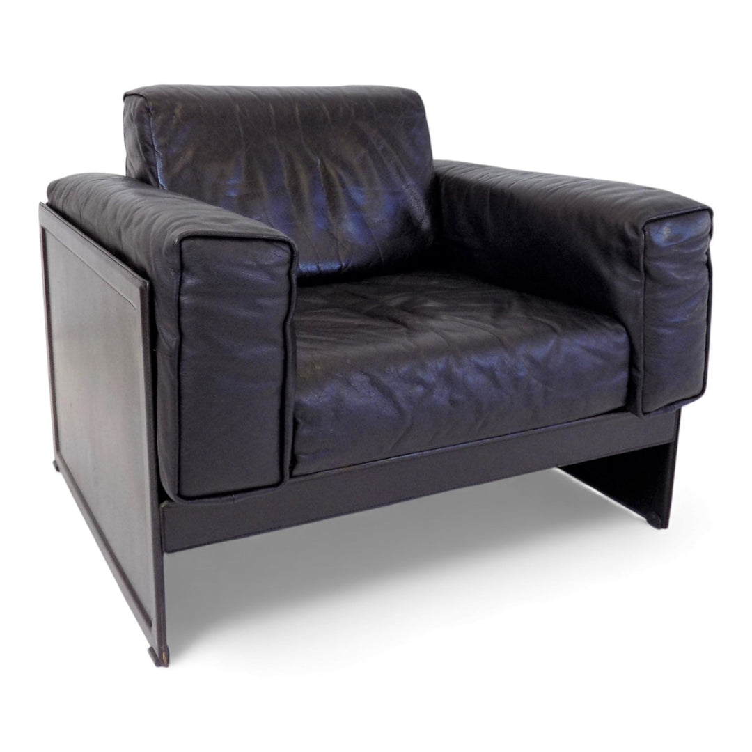 Matteo Grassi Korium KM 3/1 2er Set Leder Clubsessel von Tito Agnoli, 1980