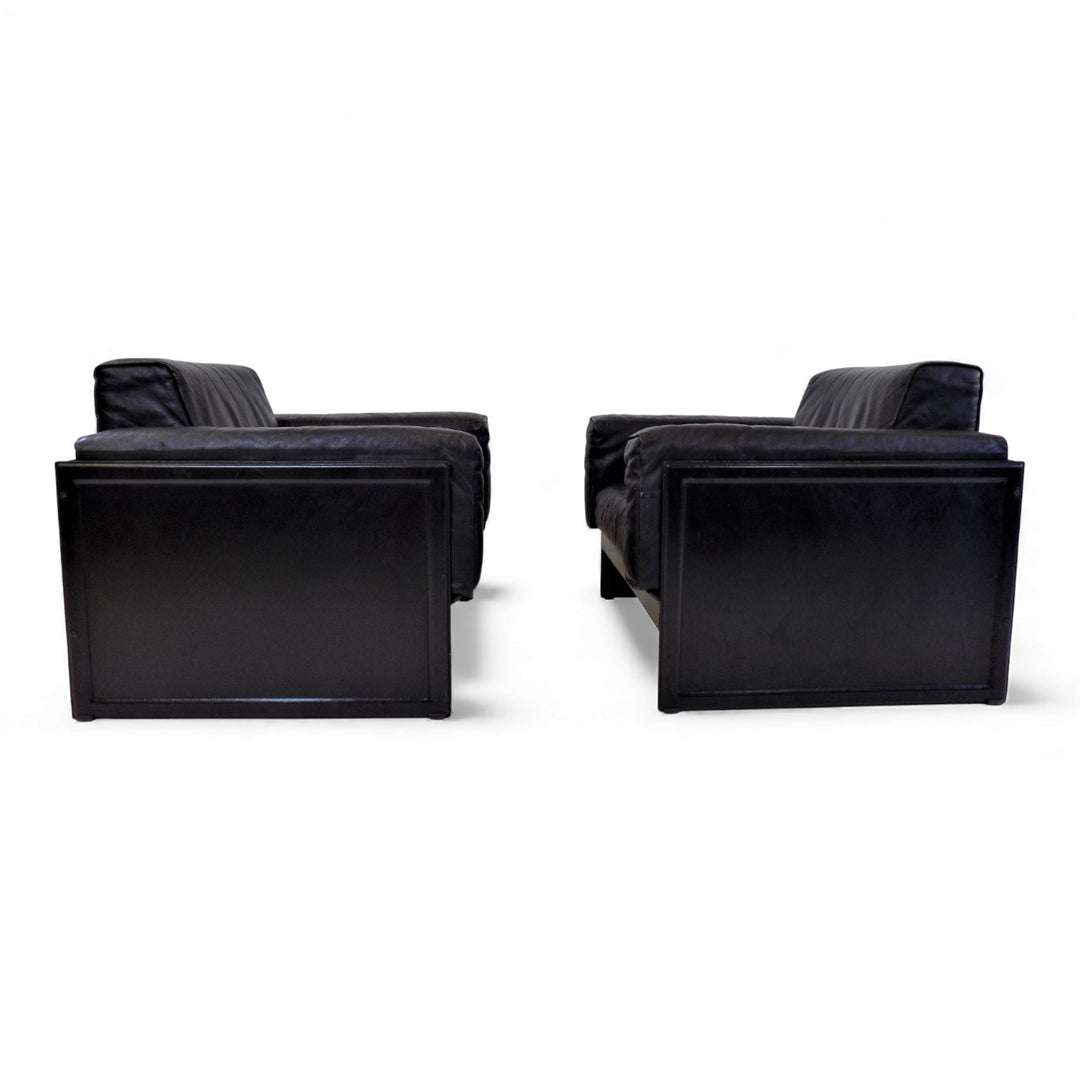 Matteo Grassi Korium KM 3/1 2er Set Leder Clubsessel von Tito Agnoli, 1980