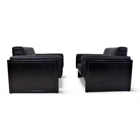 Matteo Grassi Korium KM 3/1 2er Set Leder Clubsessel von Tito Agnoli, 1980