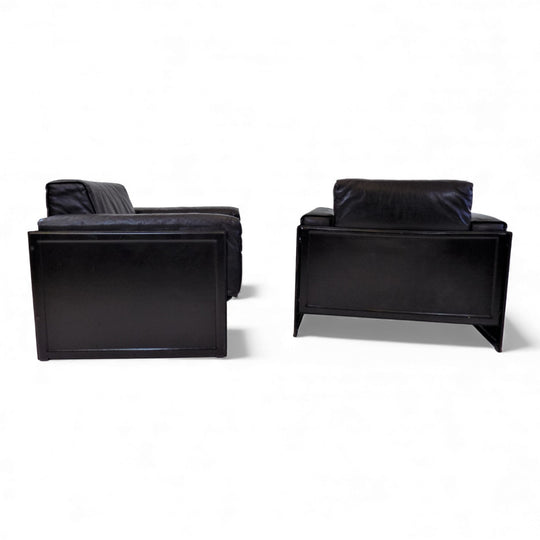 Matteo Grassi Korium KM 3/1 2er Set Leder Clubsessel von Tito Agnoli, 1980