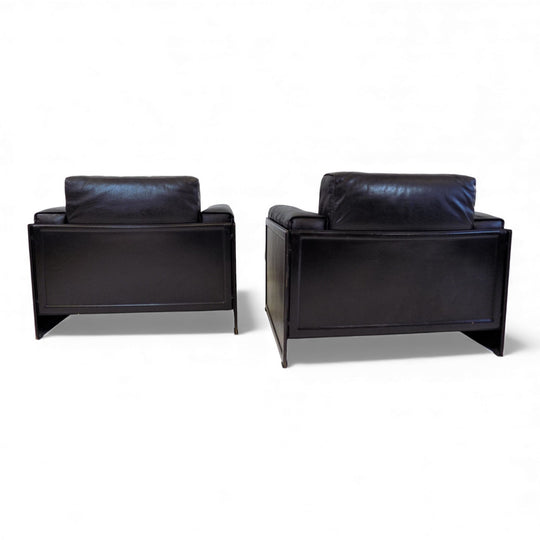 Matteo Grassi Korium KM 3/1 2er Set Leder Clubsessel von Tito Agnoli, 1980