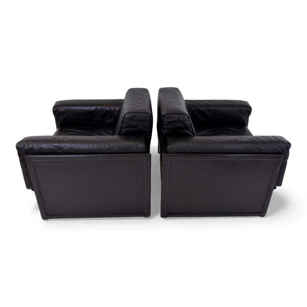 Matteo Grassi Korium KM 3/1 2er Set Leder Clubsessel von Tito Agnoli, 1980