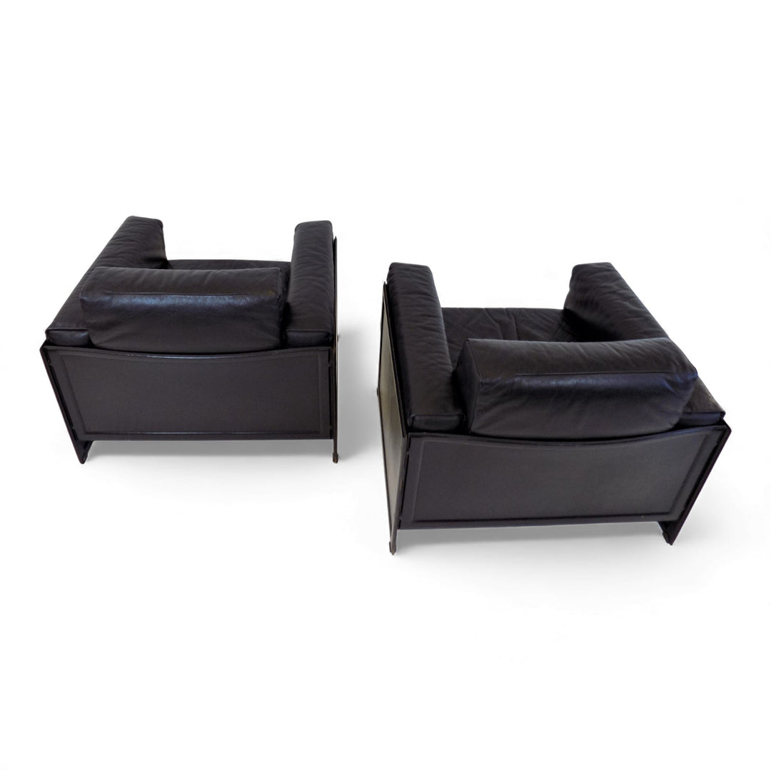 Matteo Grassi Korium KM 3/1 2er Set Leder Clubsessel von Tito Agnoli, 1980