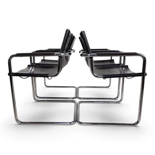 Matteo Grassi Visitor Chair 4er Set - Leder/Chrom Freischwinger Stühle, 1970