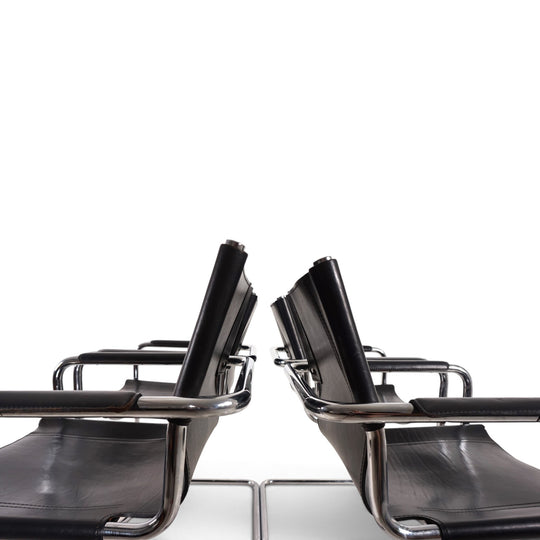 Matteo Grassi Visitor Chair 4er Set - Leder/Chrom Freischwinger Stühle, 1970