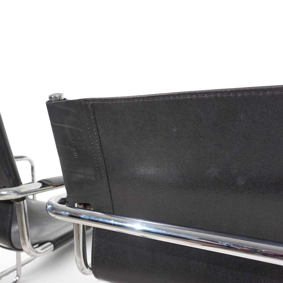 Matteo Grassi Visitor Chair 4er Set - Leder/Chrom Freischwinger Stühle, 1970