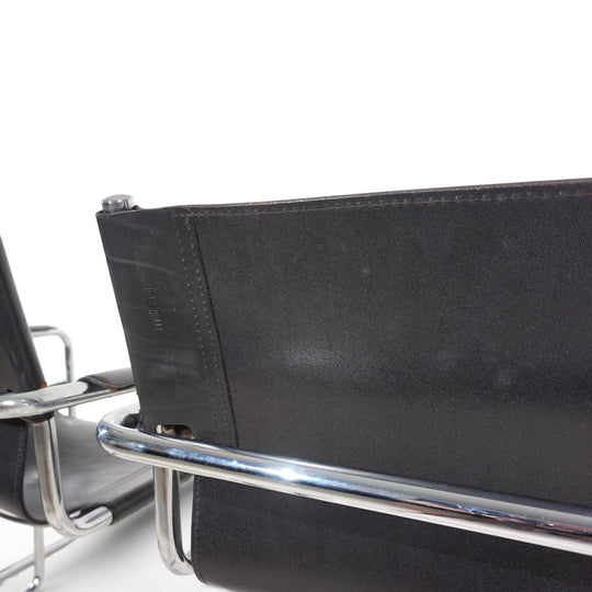 Matteo Grassi Visitor Chair 4er Set - Leder/Chrom Freischwinger Stühle, 1970