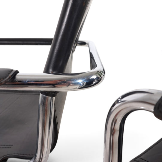 Matteo Grassi Visitor Chair 4er Set - Leder/Chrom Freischwinger Stühle, 1970