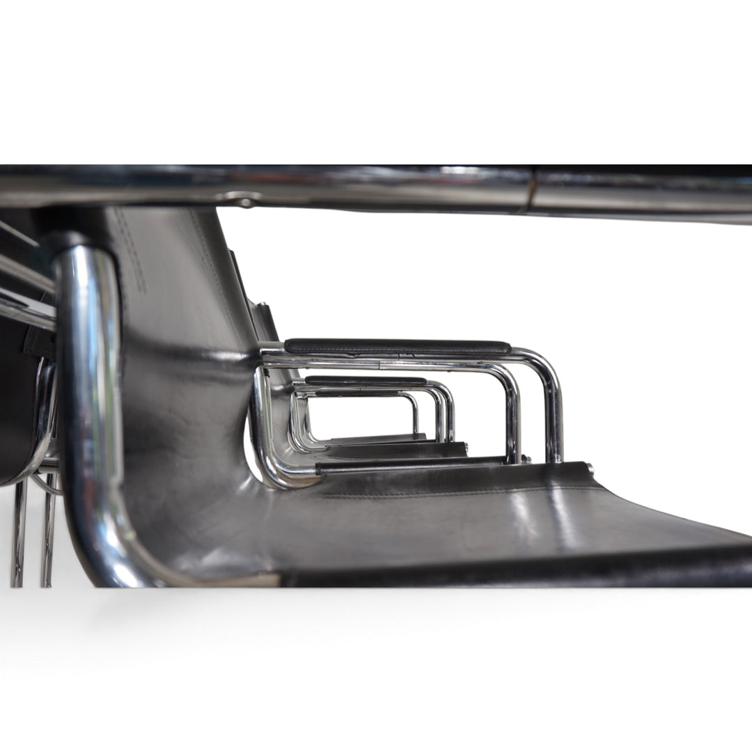 Matteo Grassi Set of 6 Visitor Chairs, Leather/Chrome Dining Chairs, 1970