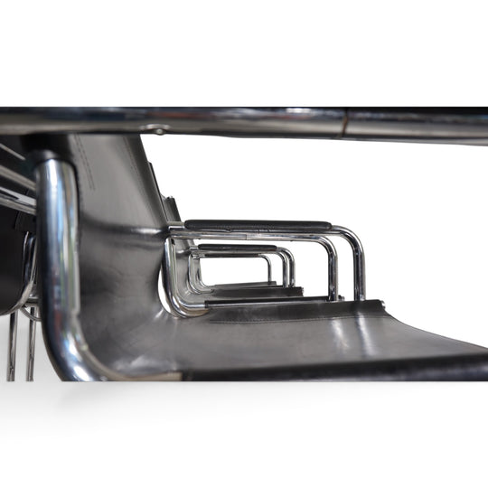 Matteo Grassi Set of 6 Visitor Chairs, Leather/Chrome Dining Chairs, 1970