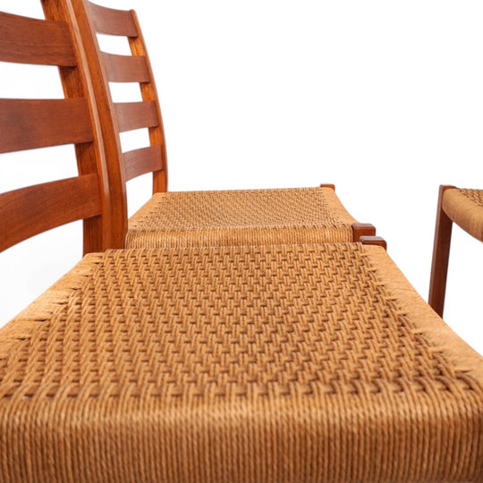 Niels Otto Møller Modell 408, 4er Set Teak Papercord Esszimmerstühle für J.L. Møllers, 1975