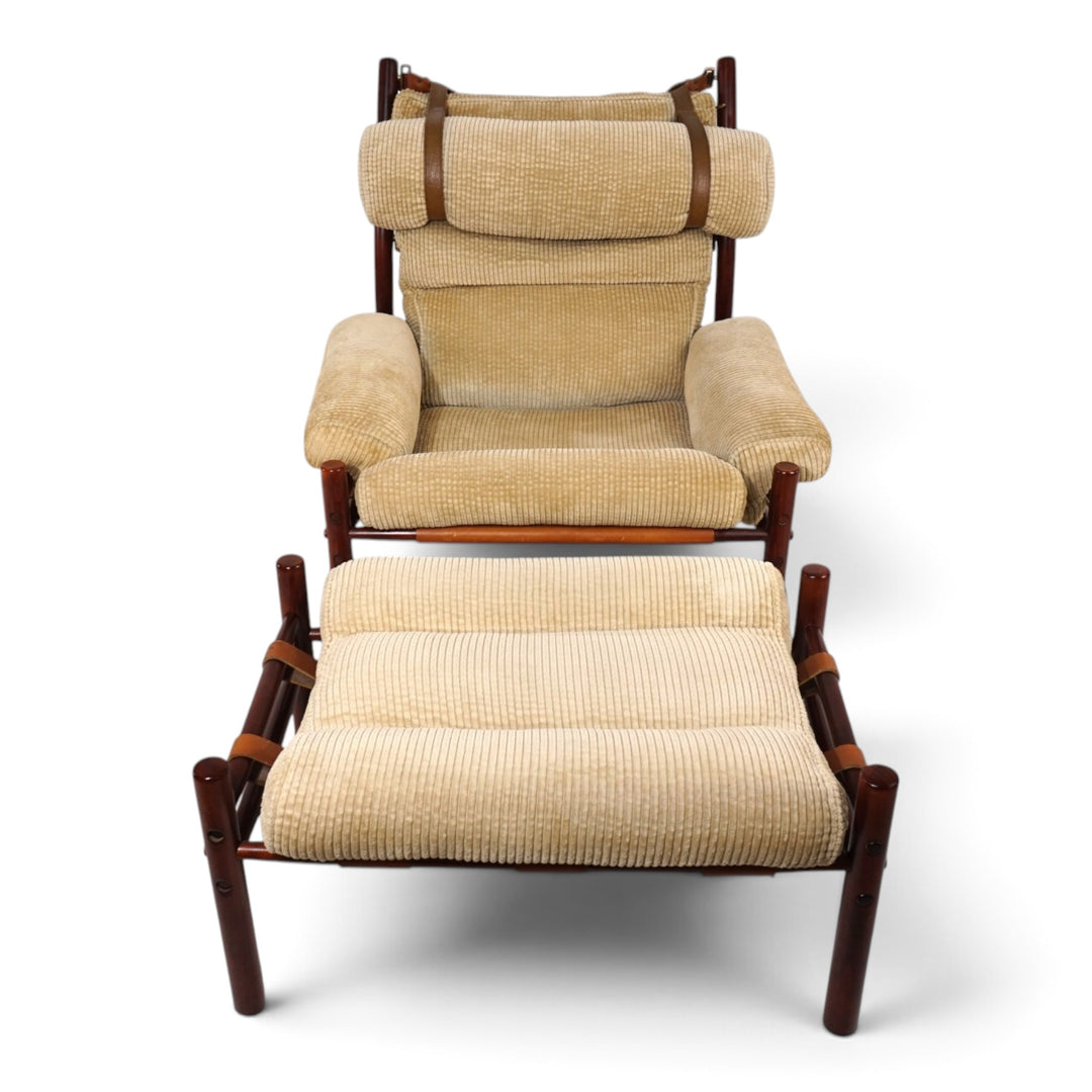 Arne Norell Inca Loungesessel mit Ottoman – Originaler Cordbezug, 1970
