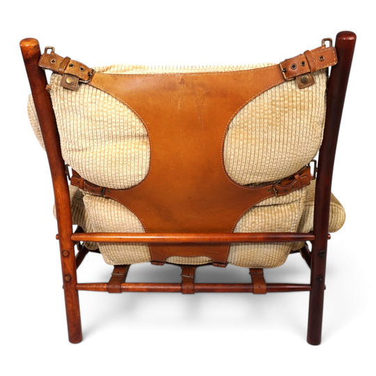 Arne Norell Inca Loungesessel mit Ottoman – Originaler Cordbezug, 1970