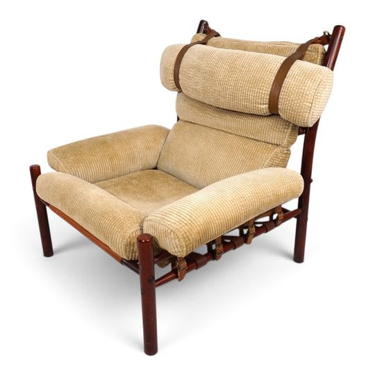 Arne Norell Inca Loungesessel mit Ottoman – Originaler Cordbezug, 1970