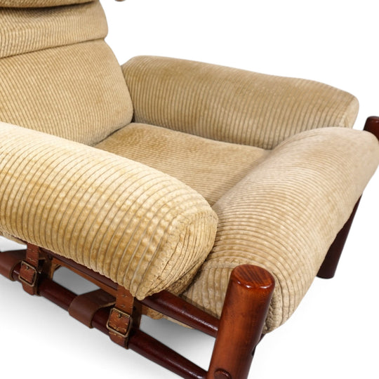 Arne Norell Inca Loungesessel mit Ottoman – Originaler Cordbezug, 1970