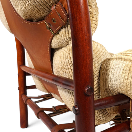 Arne Norell Inca Loungesessel mit Ottoman – Originaler Cordbezug, 1970