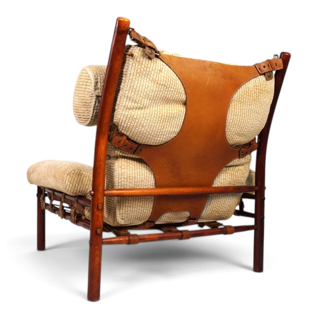 Arne Norell Inca Loungesessel mit Ottoman – Originaler Cordbezug, 1970