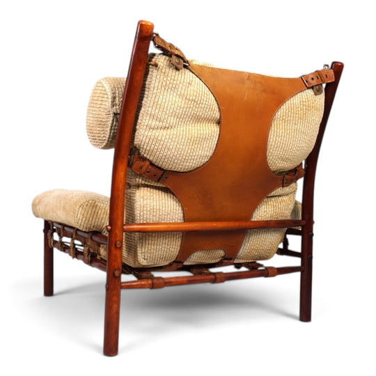 Arne Norell Inca Loungesessel mit Ottoman – Originaler Cordbezug, 1970