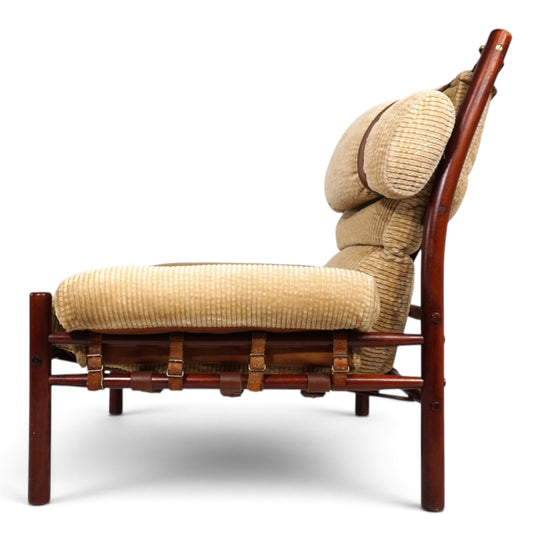Arne Norell Inca Loungesessel mit Ottoman – Originaler Cordbezug, 1970