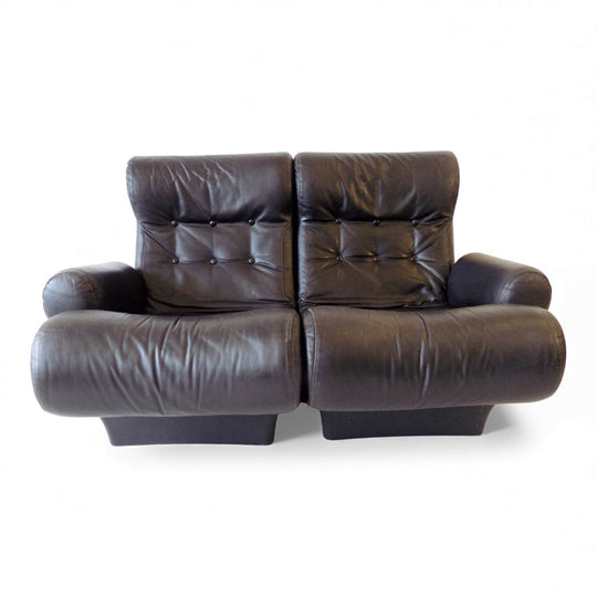 Otto Zapf Sofalette Leder Zweisitzer Sofa, 1970
