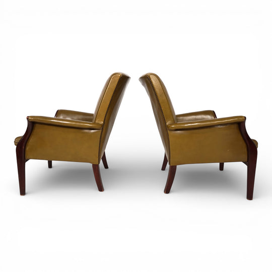 2er Set moosgrüne Froxfield Ledersessel von Parker Knoll, 1960