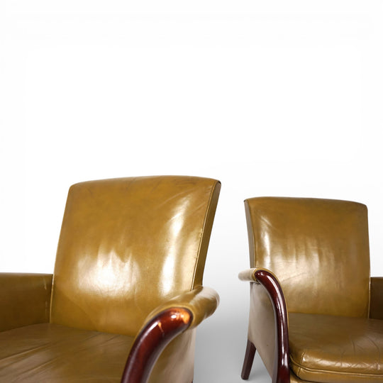 2er Set moosgrüne Froxfield Ledersessel von Parker Knoll, 1960