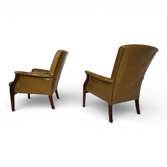 2er Set moosgrüne Froxfield Ledersessel von Parker Knoll, 1960