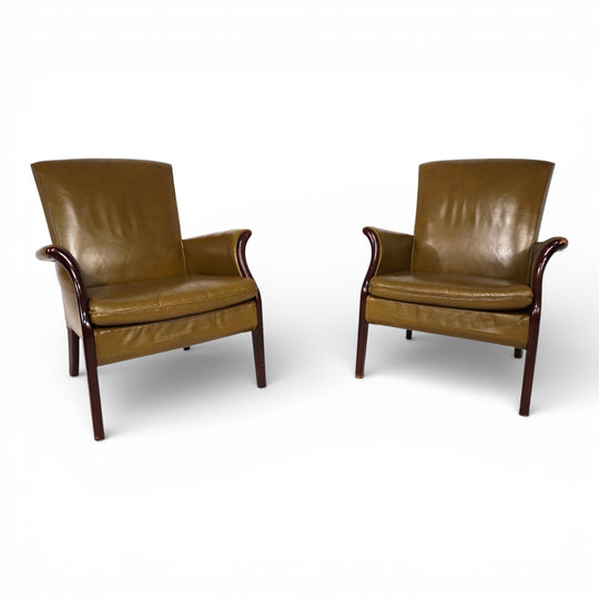 2er Set moosgrüne Froxfield Ledersessel von Parker Knoll, 1960