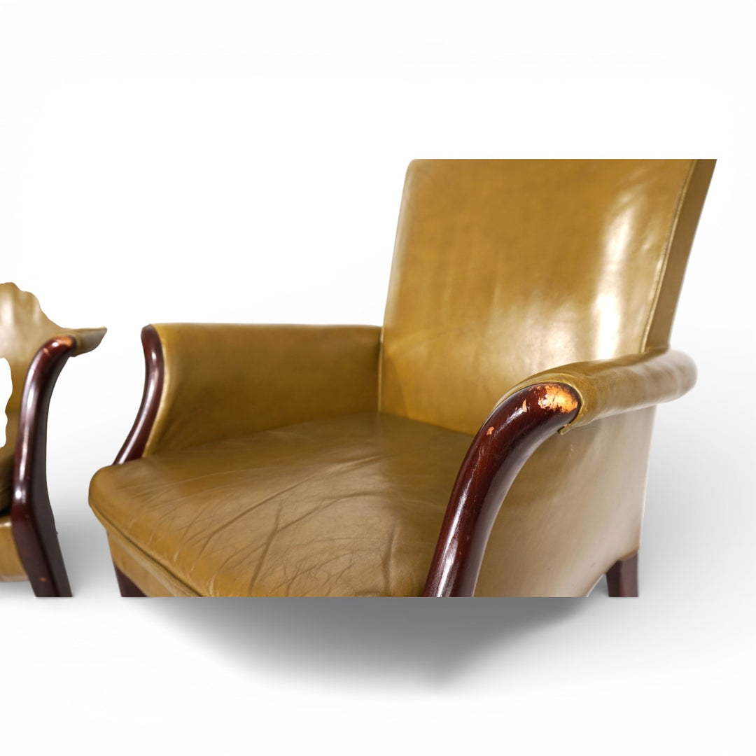 2er Set moosgrüne Froxfield Ledersessel von Parker Knoll, 1960