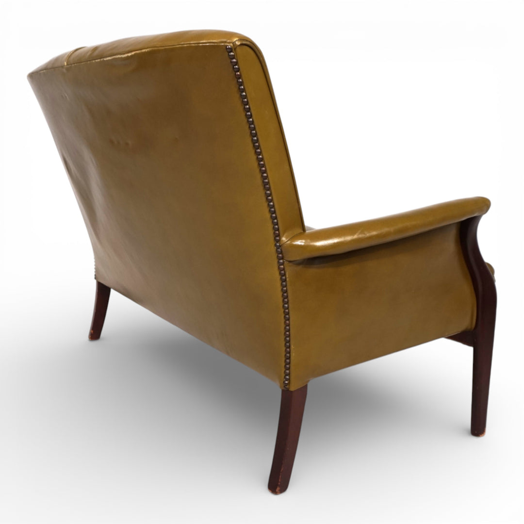 Moosgrünes Froxfield Ledersofa Zweisitzer von Parker Knoll, 1960