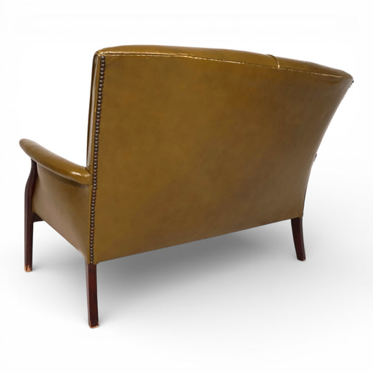 Moosgrünes Froxfield Ledersofa Zweisitzer von Parker Knoll, 1960