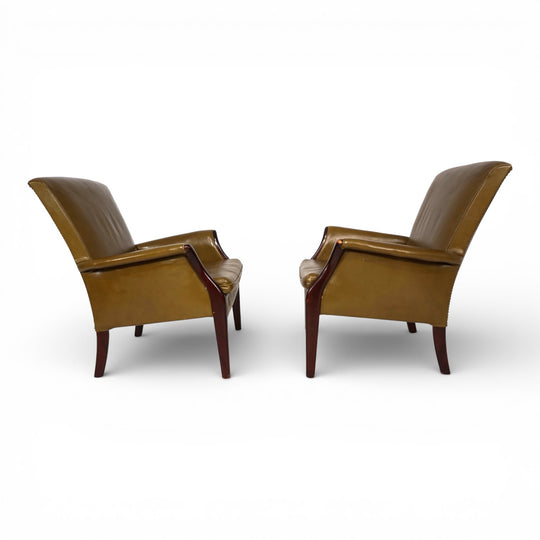 Set Froxfield 2 Ledersessel und Ledersofa moosgrün von Parker Knoll, 1960
